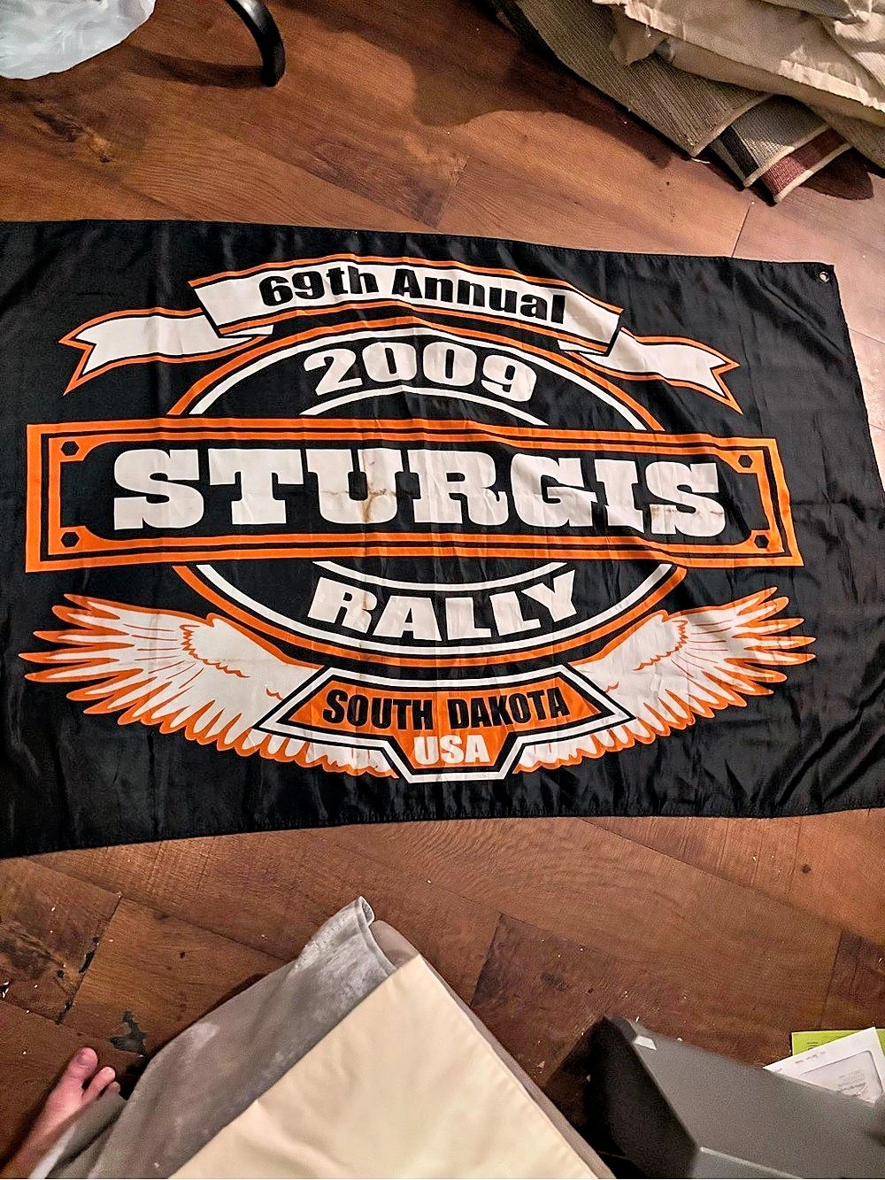 Sturgis Motorcycle Rally 69th Annual 2009 Sturgis Rally Black Orange Rally Flag